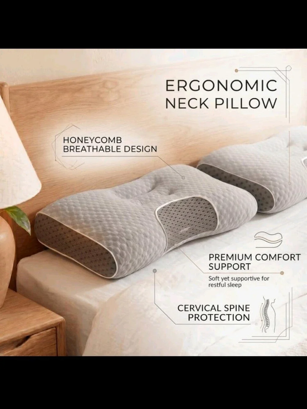 Gray Ergonomic Contour Neck Pillows - 2 Pack